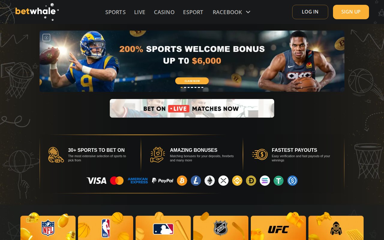 BetWhale homepage screenshot